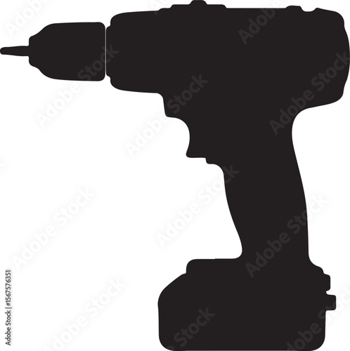 Vector illustration of a powerful electric drill, guitar, and industrial scientific tools