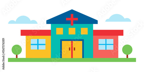 Modern Healthcare Facility A Colorful Hospital Illustration