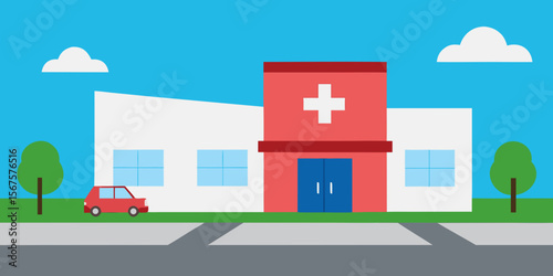 Modern Hospital Building Design Healthcare Facility Illustration