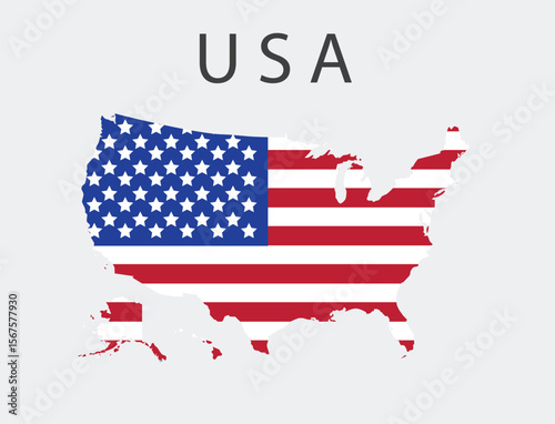 Vector USA Map with Flag Elements – Patriotic Map Design for USA
