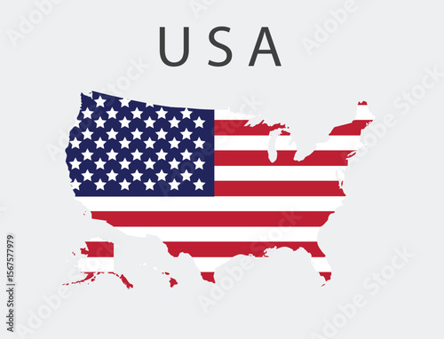 USA Map Silhouette with Flag Pattern – American Patriot Vector Illustration