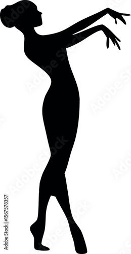 Silhouette of a slim young woman standing in elegant pose vector illustration