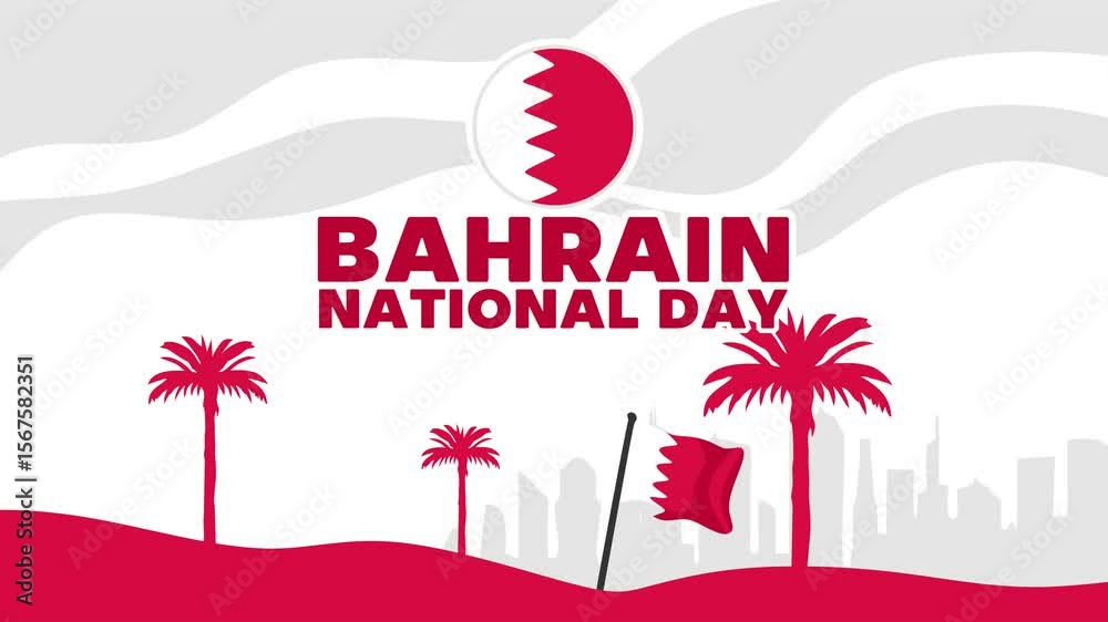 happy bahrain national day with bahrain flag