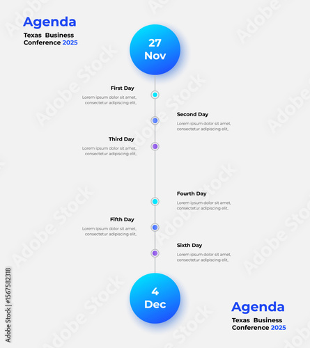 Vertical Agenda Timeline for Business Conference with Detailed Schedule