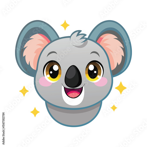 Kawaii Koala Face Close Up With Large Sparkling Eyes