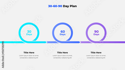 Step-by-Step 30-60-90 Day Business Strategy Infographic Overview
