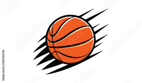 Dynamic orange basketball with jagged black lines motion effect