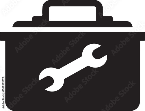 Black briefcase with a set of tools icon vector icon, a business symbol illustration on white background
