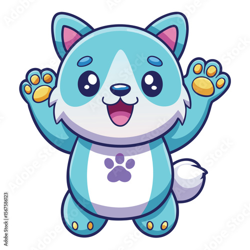 Kawaii Puppy Giving a High Five Cute Expression