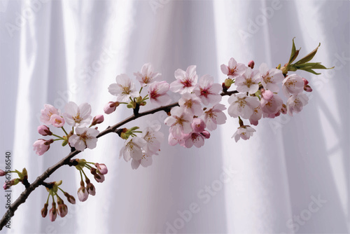Delicate pink cherry blossoms on branch pink flowers