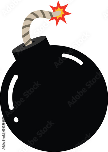 Cartoon illustration of a black bomb with a lit fuse and explosion.