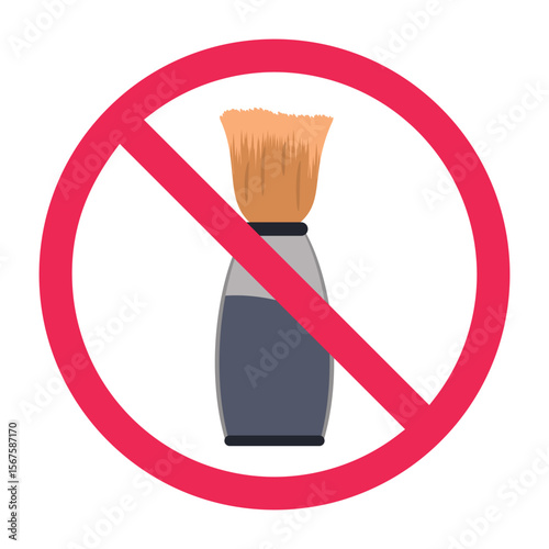 No shaving brush sign, forbidden barber brush icon, no traditional shaving icon, barber shaving brush prohibited symbol, no barber tools allowed