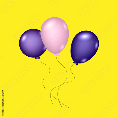 balloons on a yellow background vector drawing for your holidays