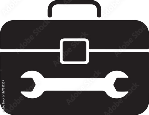 Black briefcase with a set of tools icon vector icon, a business symbol illustration on white background