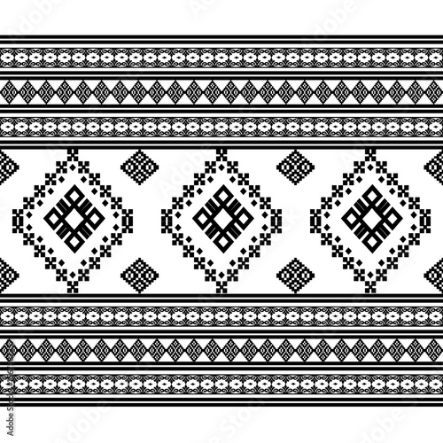 Tribal Seamless Geometric Pattern, Black Ethnic Textile Design