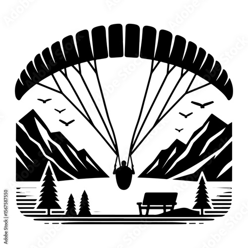 Paraglider silhouette ,  Paraglider vector 