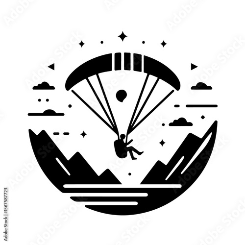 Paraglider silhouette ,  Paraglider vector 