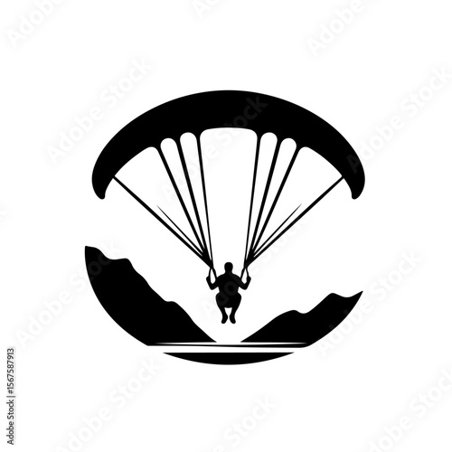 Paraglider silhouette ,  Paraglider vector 