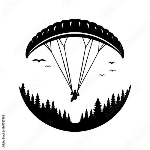 Paraglider silhouette ,  Paraglider vector 