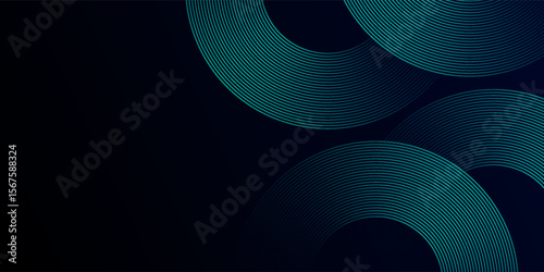 Blue abstract background with glowing circles. Swirl circular lines pattern. Geometric spiral. Twirl element. Modern graphic design. Futuristic technology concept.