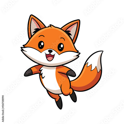 Playful Fox Jumping Joyfully Black Outline