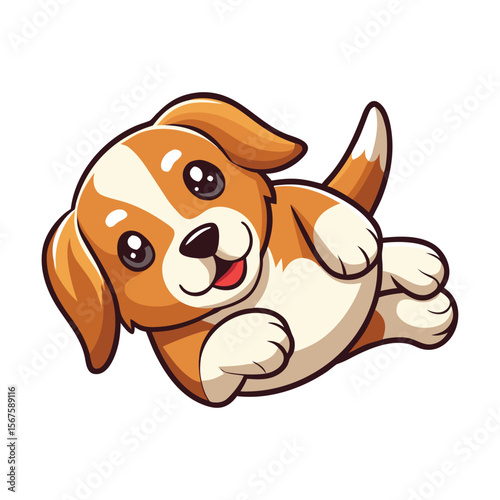 Puppy Lying on Its Back Belly Up Kawaii Vector