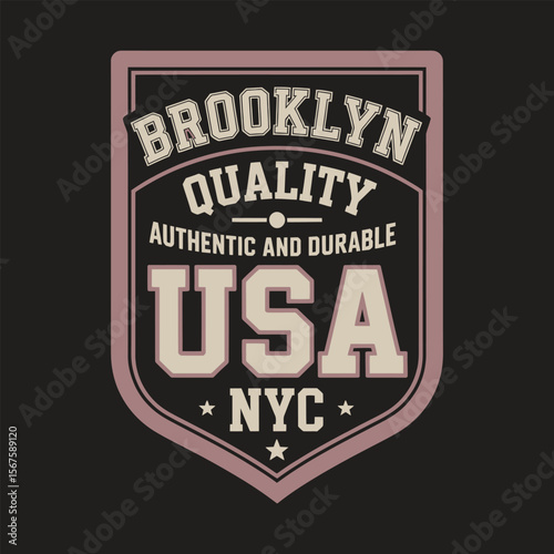 New York, Brooklyn t-shirt design. T-shirt print design in American college style. Athletic typography for tee shirt print in university and college style. Vector