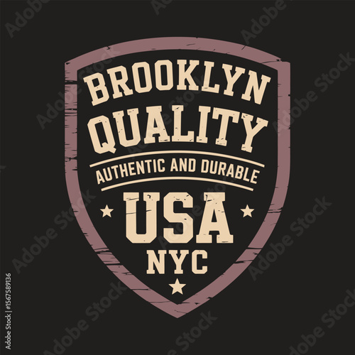 New York, Brooklyn t-shirt design. T-shirt print design in American college style. Athletic typography for tee shirt print in university and college style. Vector