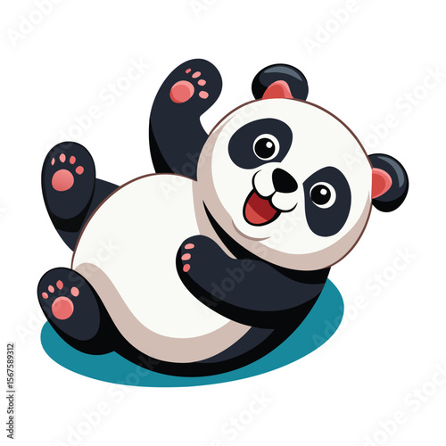 Playful Panda Rolling on Its Back Happy Expression