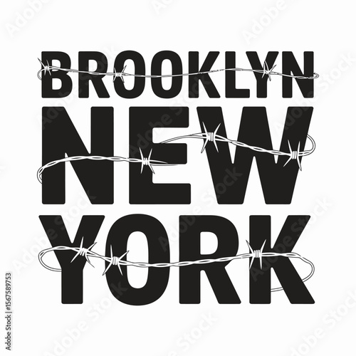 New York, Brooklyn t-shirt design. T-shirt print design in American college style. Athletic typography for tee shirt print in university and college style. Vector
