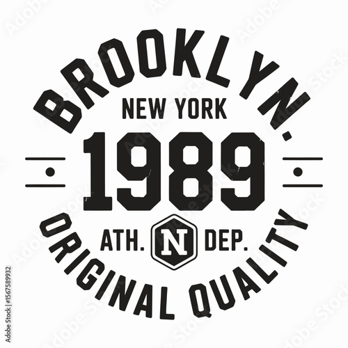 New York, Brooklyn t-shirt design. T-shirt print design in American college style. Athletic typography for tee shirt print in university and college style. Vector