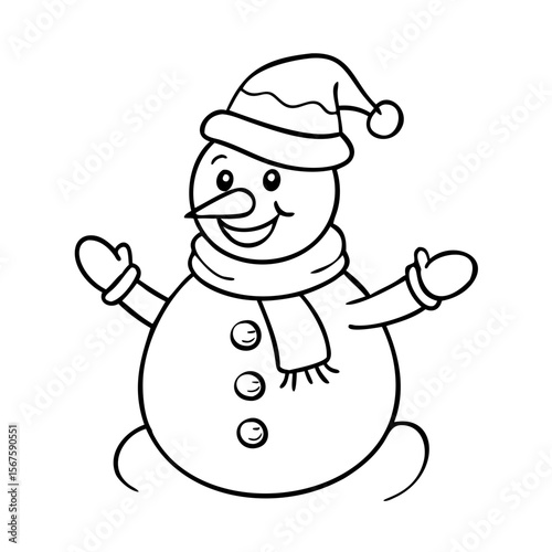 Cartonic snowman christmas coloring page for kid 