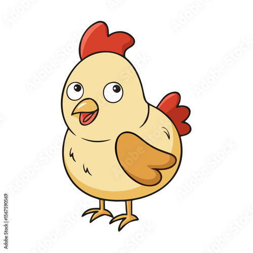 Chicken cartoon colored clipart illustration 