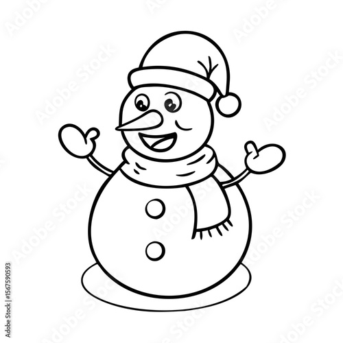 Cartonic snowman christmas coloring page for kid 