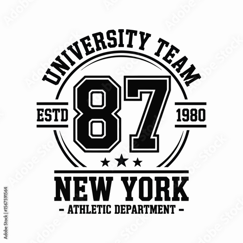 New York, Brooklyn t-shirt design. T-shirt print design in American college style. Athletic typography for tee shirt print in university and college style. Vector