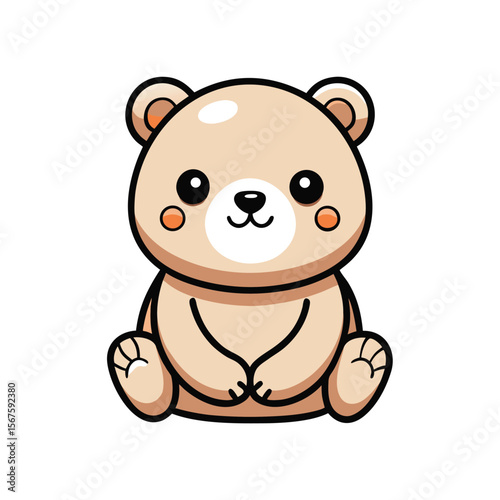 Tiny Bear Sitting on Its Knees Paws Together