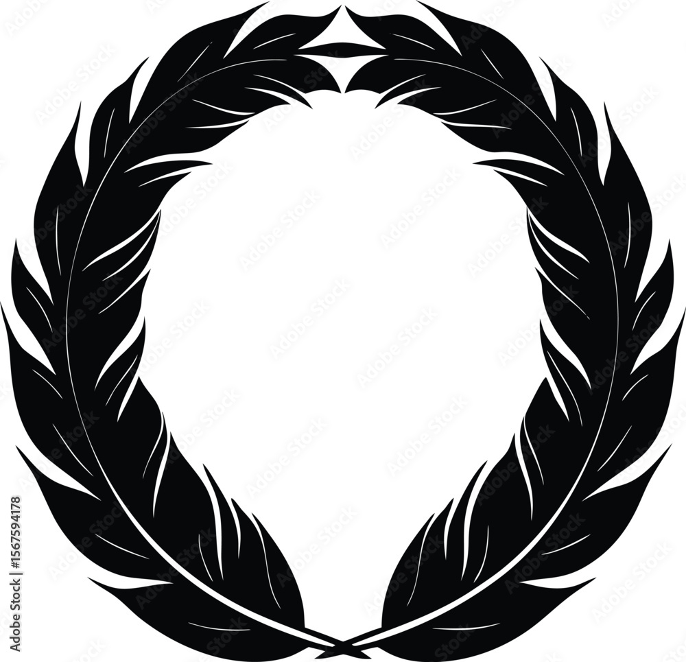 Obraz premium Black feather wreath frame circle design element