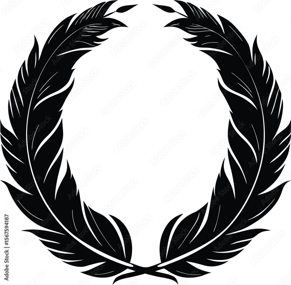 Obraz premium Elegant black feather wreath frame design element