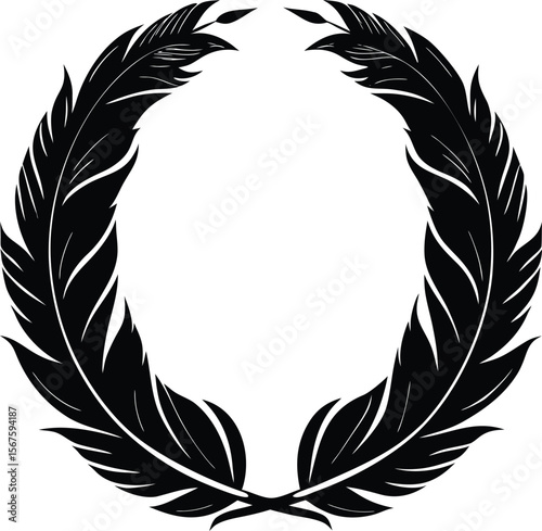 Elegant black feather wreath frame design element