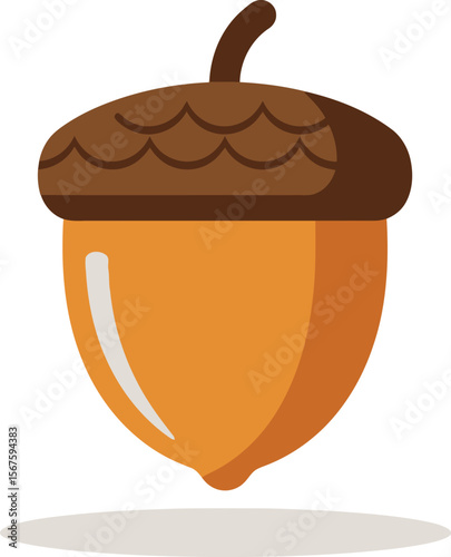 A single, ripe acorn with its cap, illustrated in a simple, flat style.