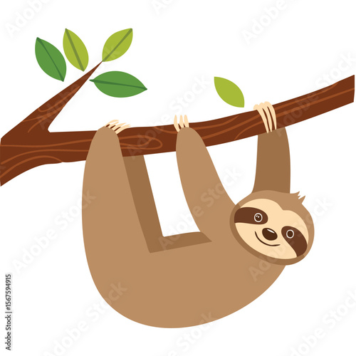 Cute sloth flat vector