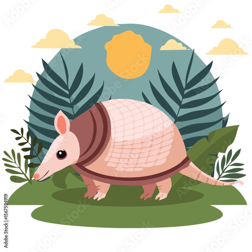 Cute armadillo flat vector
