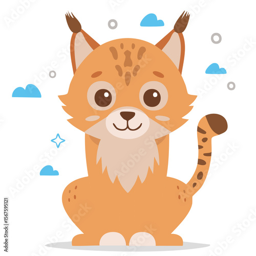 Cute lynx flat vector