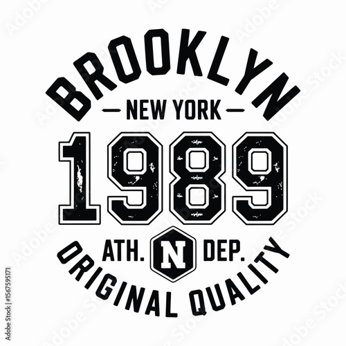 New York, Brooklyn t-shirt design. T-shirt print design in American college style. Athletic typography for tee shirt print in university and college style. Vector
