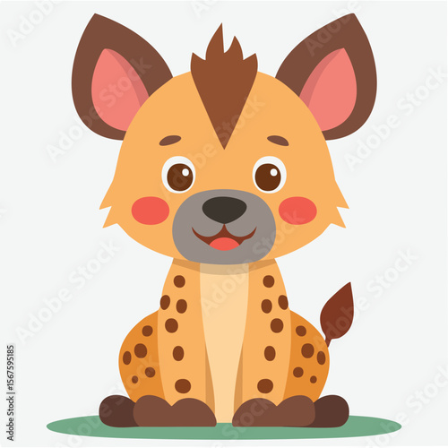 Cute hyena flat vector
