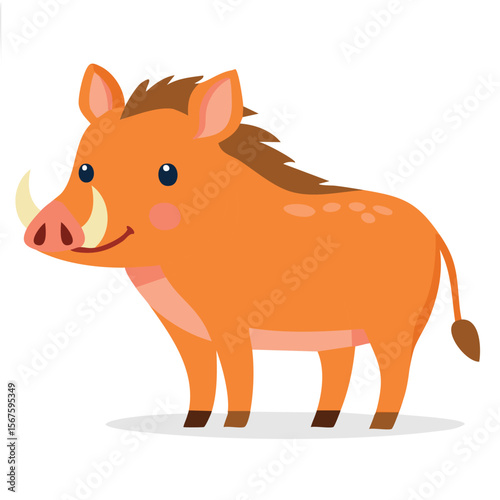 Cute warthog flat vector