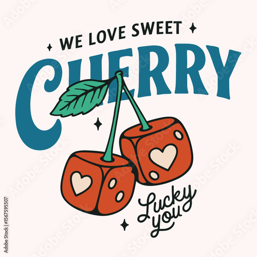Cherry Fruit Print Design - Nature Inspired Farm Artwork for Women's Organic Food T-Shirts - Vintage Fruit Graphics for Girls Fashion