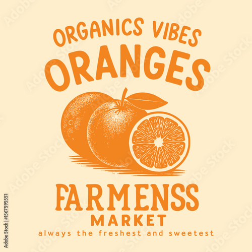 Juicy Sweet Orange Slogan Graphics - Vintage Retro Fruit T-Shirt Design - Tropical Summer Food Fashion with Delicious Citrus Artwork