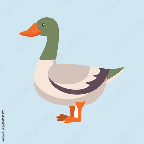 Cute goose flat vector