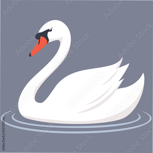 Cute swan flat vector